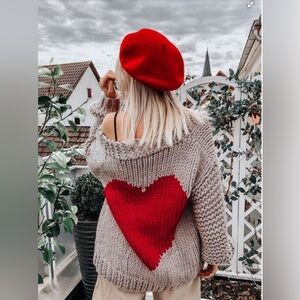 CHICWISH Cardigan Sweater with Red Heart